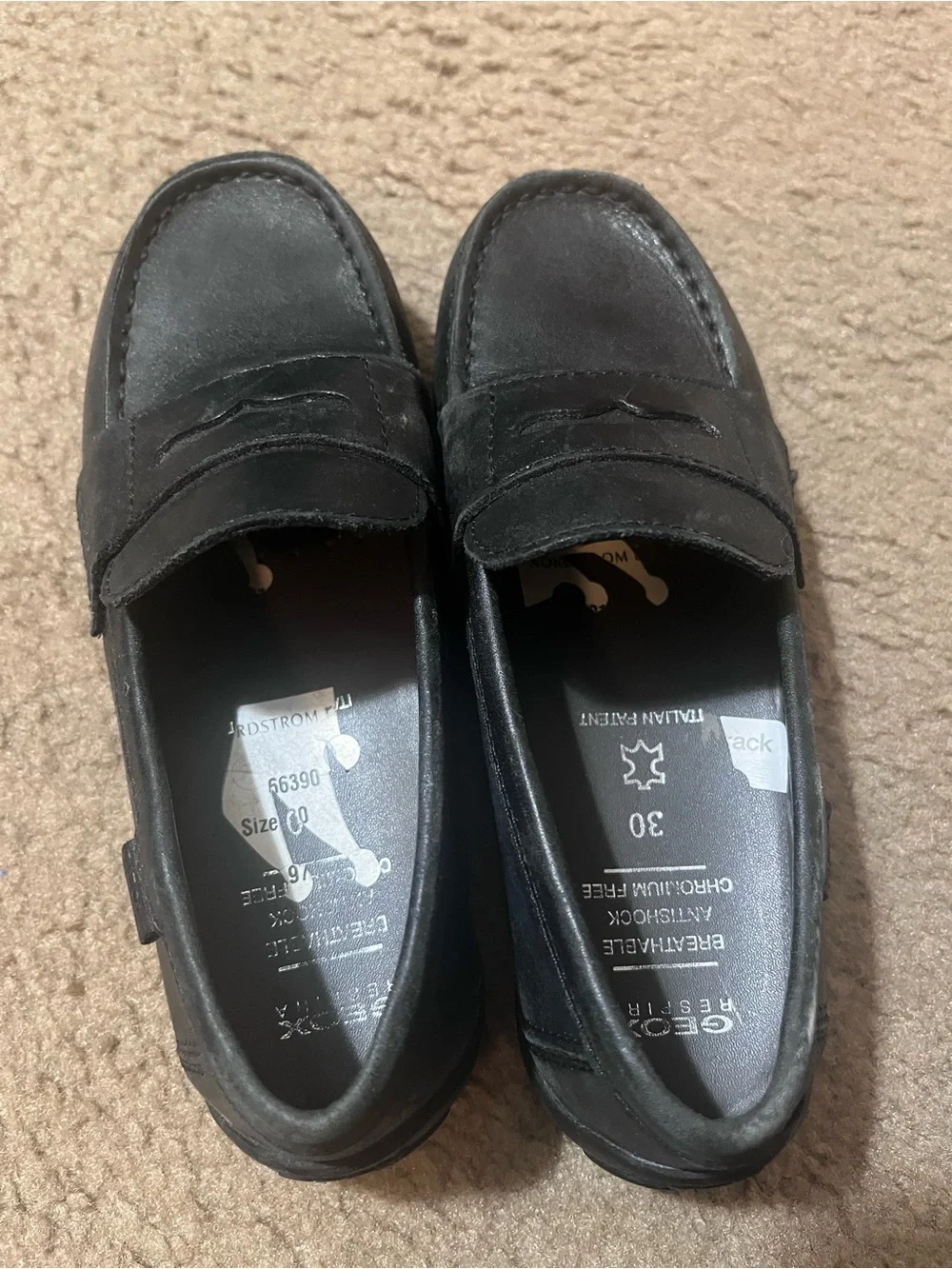 Geox Black Kids Leather Penny Loafers
